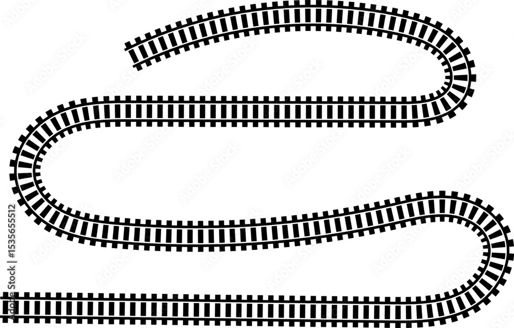 Poster railway train track vector route. rail line, subway map, and railroad elements for game ui and graph