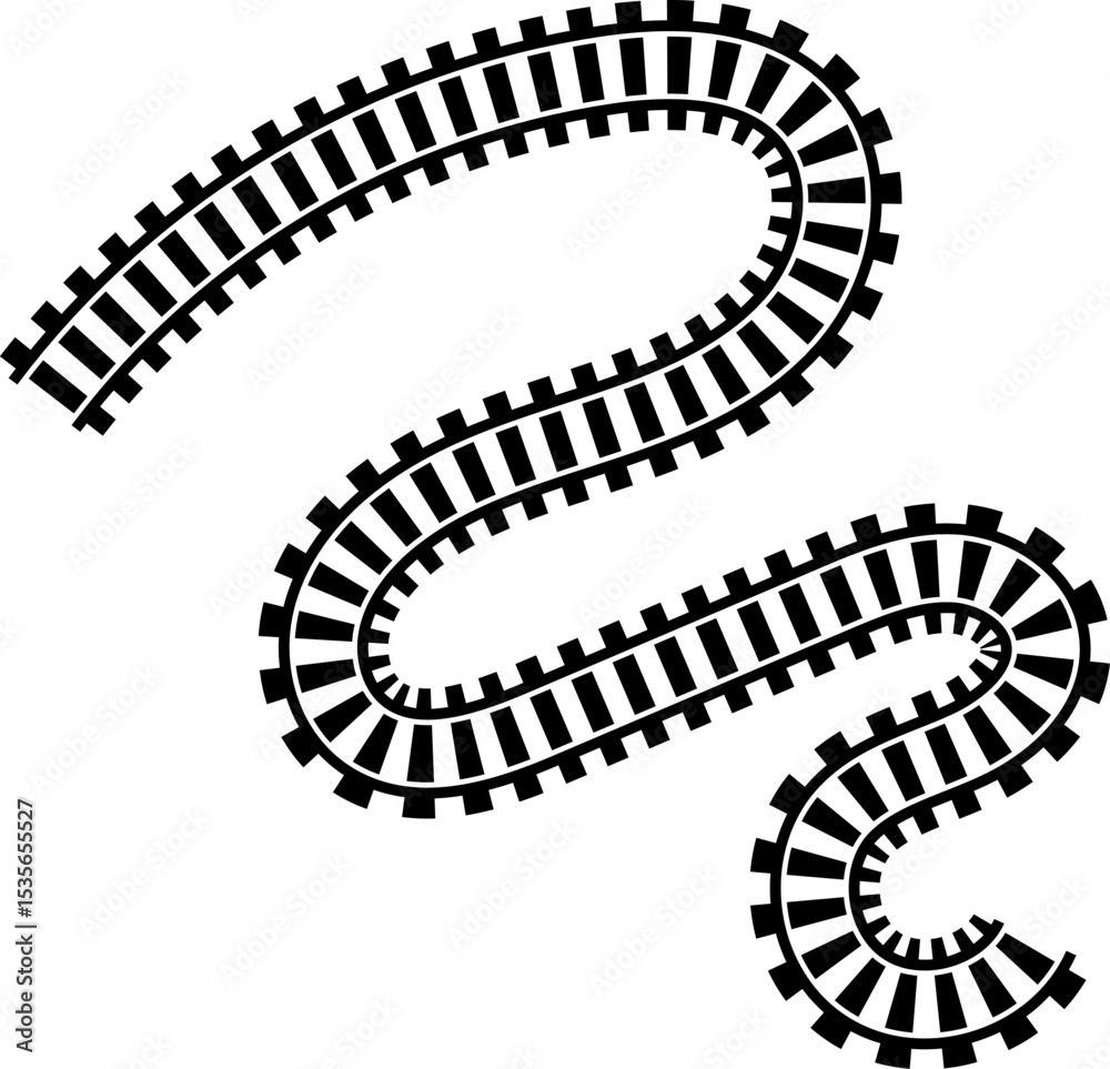 Poster railway train track vector route. rail line, subway map, and railroad elements for game ui and graph