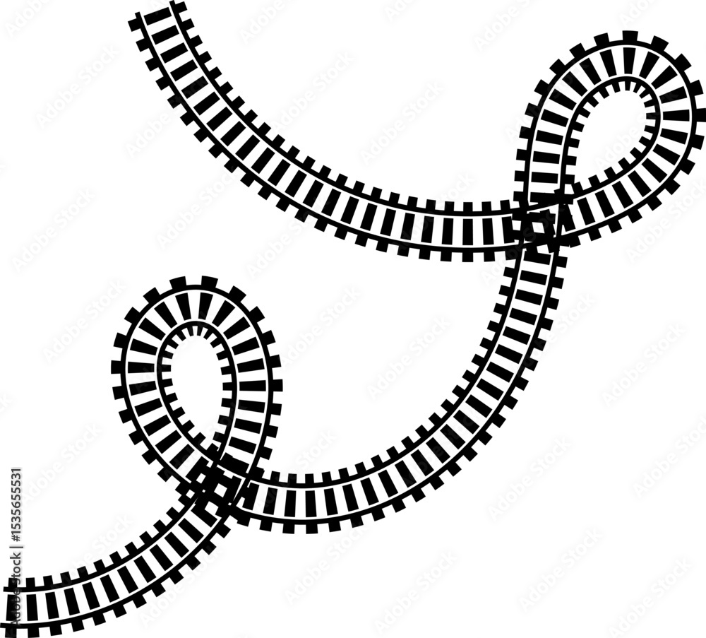 Poster railway train track vector route. rail line, subway map, and railroad elements for game ui and graph