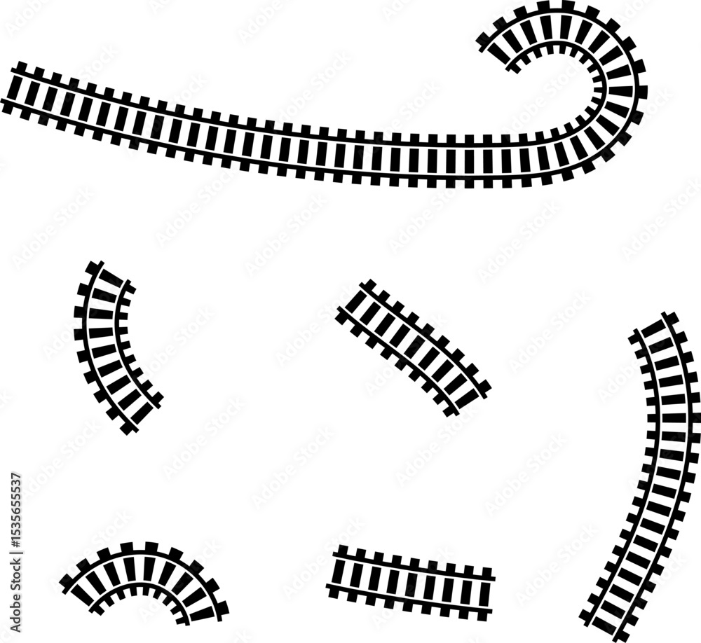 Poster railway train track vector route. rail line, subway map, and railroad elements for game ui and graph