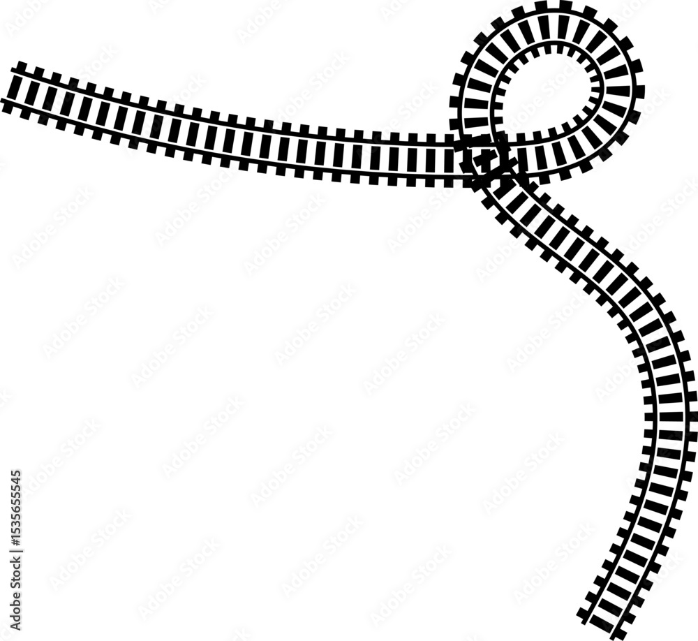 Poster railway train track vector route. rail line, subway map, and railroad elements for game ui and graph