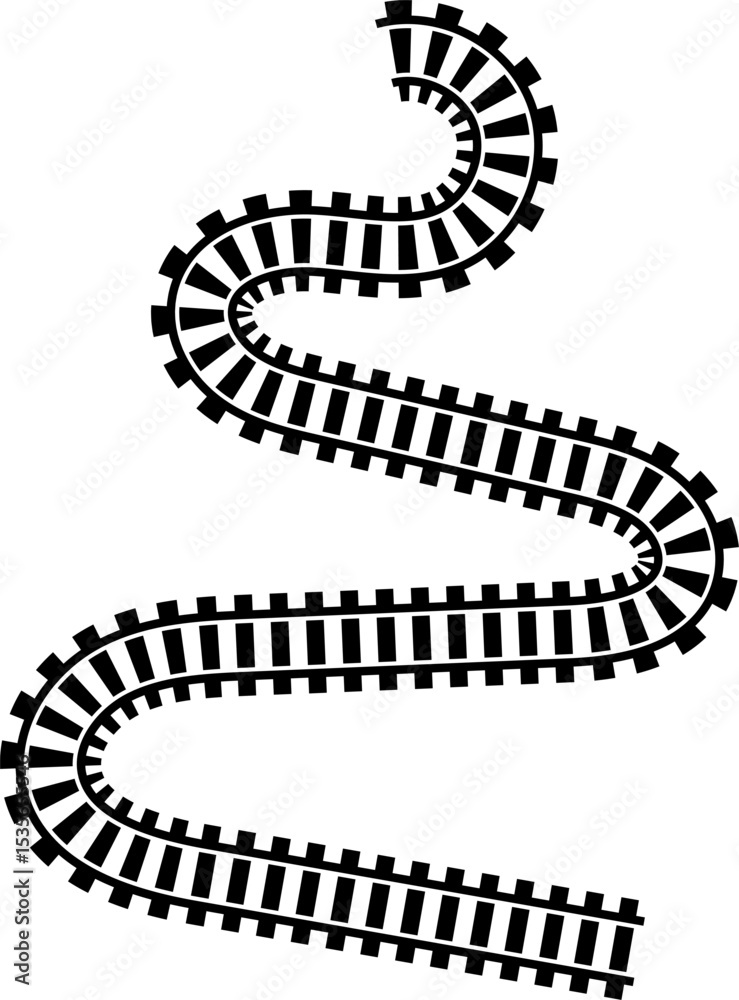 Poster railway train track vector route. rail line, subway map, and railroad elements for game ui and graph