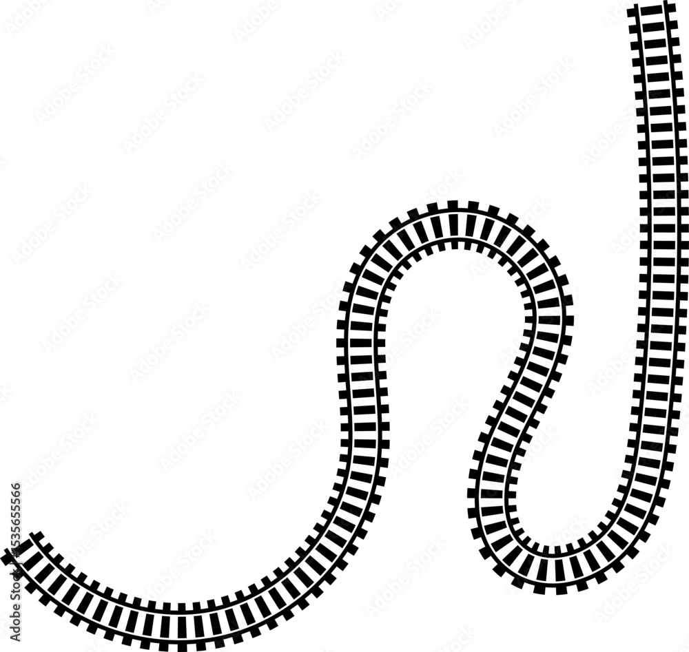 Poster railway train track vector route. rail line, subway map, and railroad elements for game ui and graph