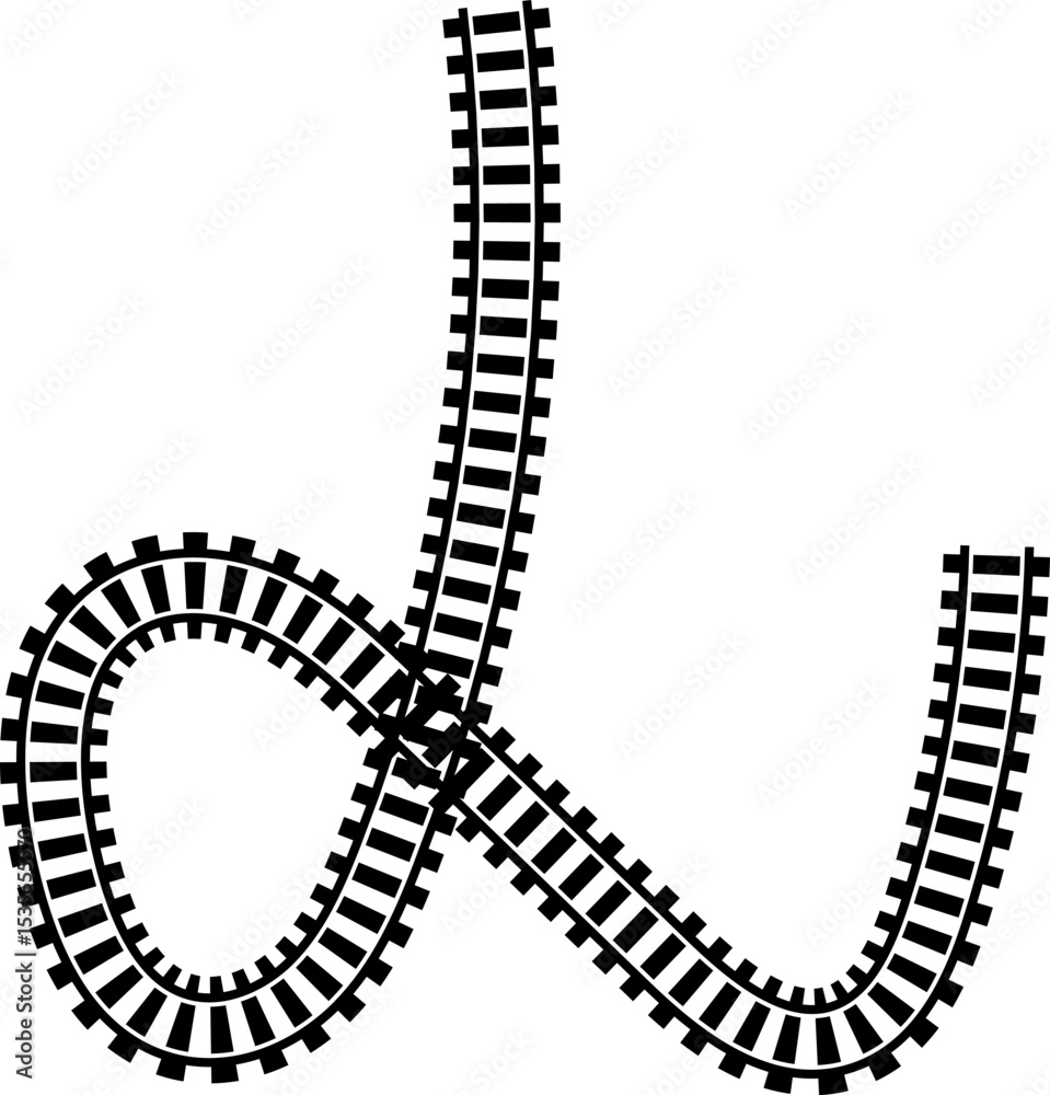 Poster railway train track vector route. rail line, subway map, and railroad elements for game ui and graph