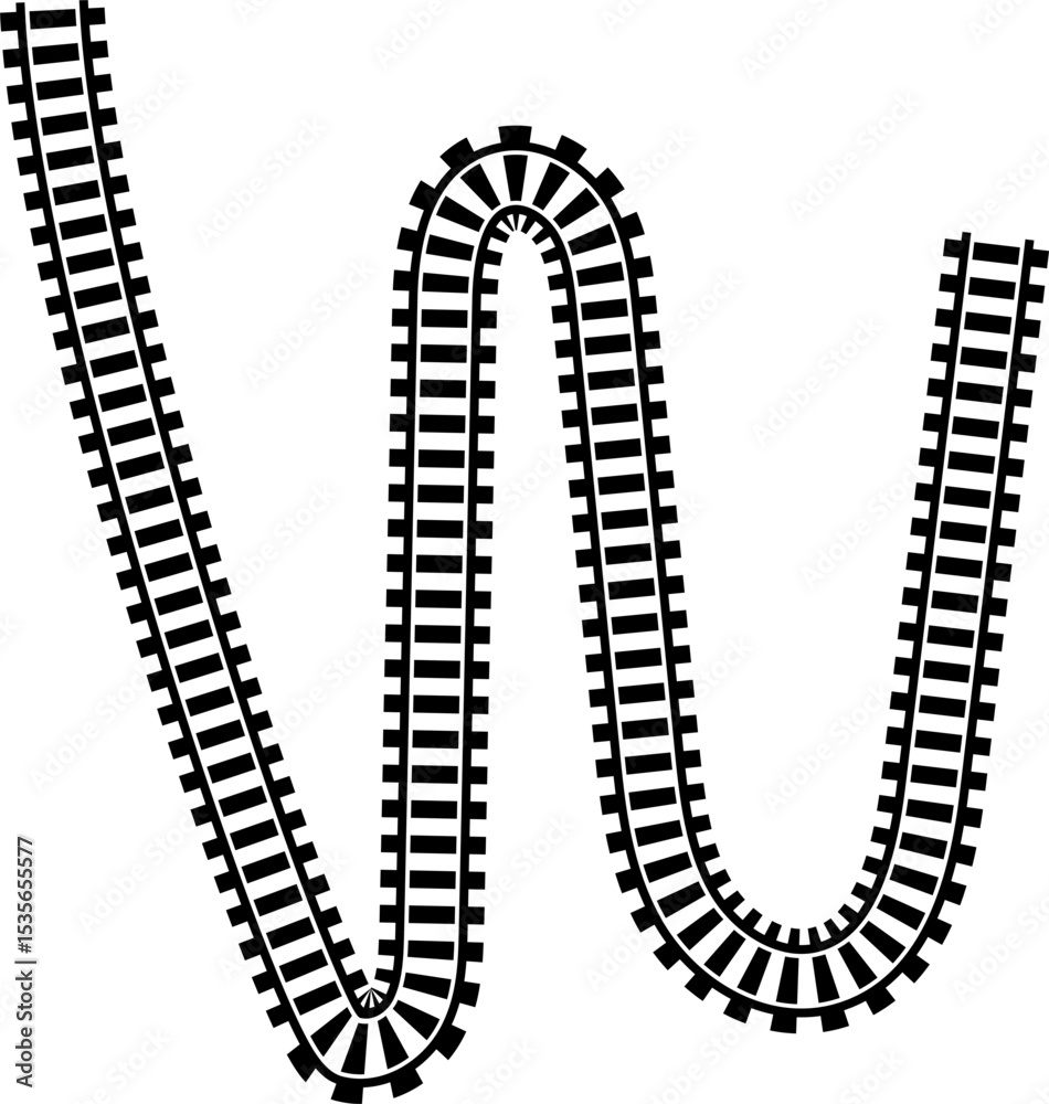 Poster railway train track vector route. rail line, subway map, and railroad elements for game ui and graph