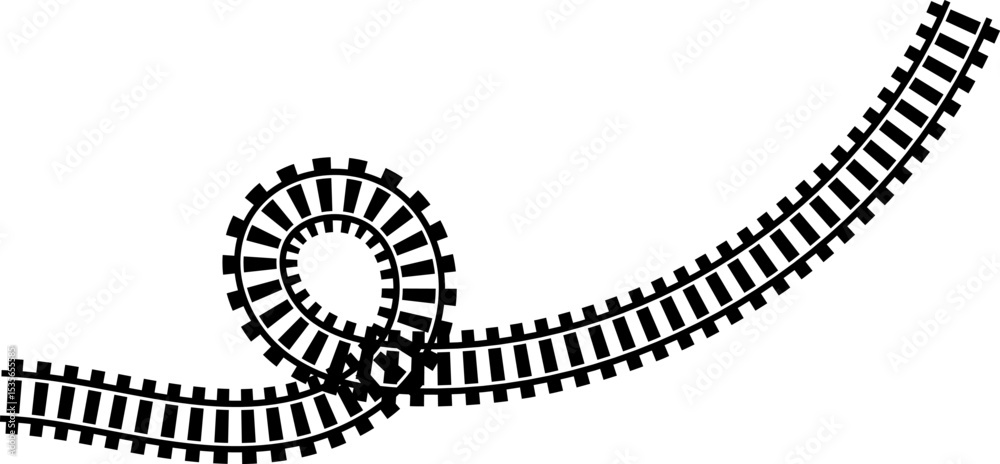 Poster railway train track vector route. rail line, subway map, and railroad elements for game ui and graph