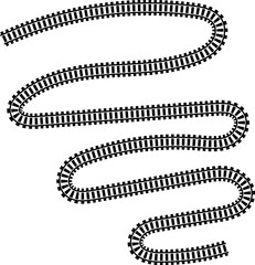 Railway train track vector route. Rail line, subway map, and railroad elements for game UI and graphic design icon set easy to edit. Rail pattern round circular curve railroad path icon