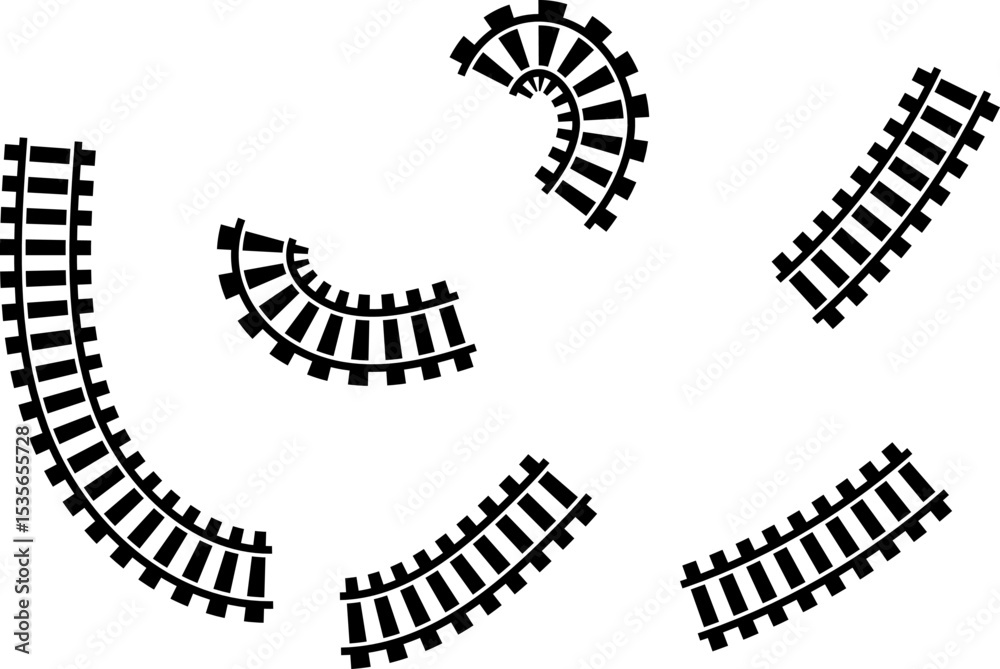 Poster railway train track vector route. rail line, subway map, and railroad elements for game ui and graph