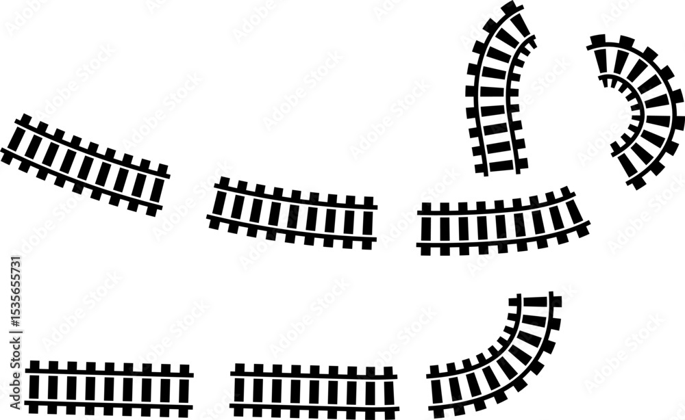 Poster railway train track vector route. rail line, subway map, and railroad elements for game ui and graph