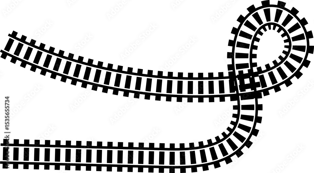 Poster railway train track vector route. rail line, subway map, and railroad elements for game ui and graph