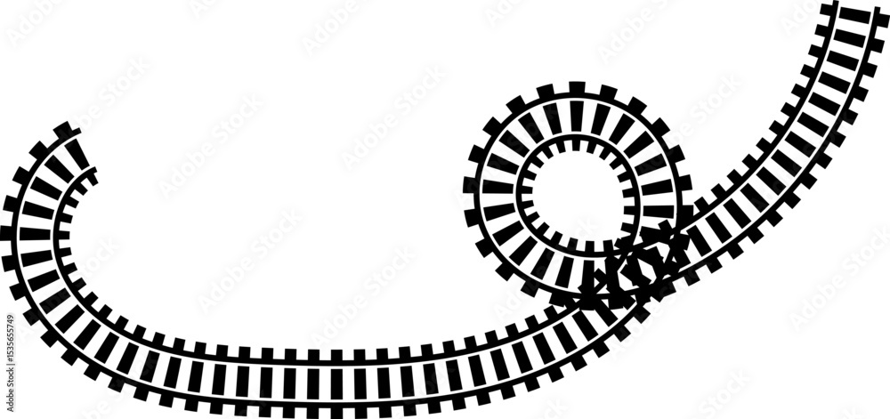 Poster railway train track vector route. rail line, subway map, and railroad elements for game ui and graph