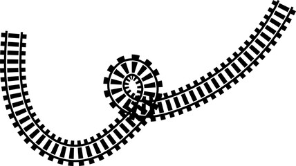 Railway train track vector route. Rail line, subway map, and railroad elements for game UI and graphic design icon set easy to edit. Rail pattern round circular curve railroad path icon