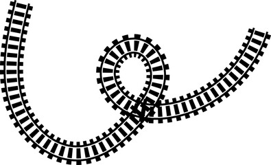 Railway train track vector route. Rail line, subway map, and railroad elements for game UI and graphic design icon set easy to edit. Rail pattern round circular curve railroad path icon