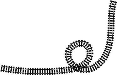 Railway train track vector route. Rail line, subway map, and railroad elements for game UI and graphic design icon set easy to edit. Rail pattern round circular curve railroad path icon