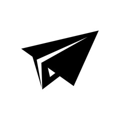 Plane icons for sending messages. Silhouette icons that can be applied for mail, cursor, direction, e-mail, computer, mobile phone, social media, mouse, monitor. Vector illustration 