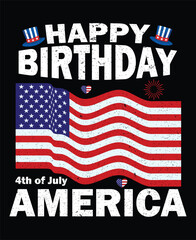 4th of July Independence Day USA Flag Banner with Patriotic Symbols and Vector Illustration