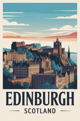 Edinburgh Retro Travel Poster