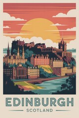 Edinburgh Retro Travel Poster
