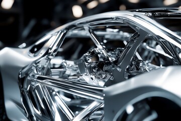 Fototapeta premium Sleek and futuristic chrome concept car