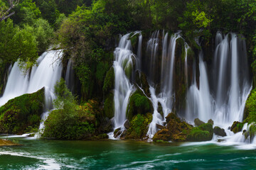 Obraz premium Kravica waterfall in Bosnia and Herzegovina. Natural tourist attraction.