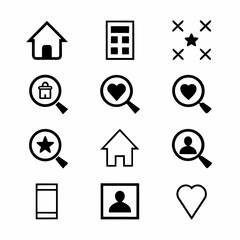 Design a sleek, modern set of mobile app navigation icons.  Include home, search, profile, settings, and notifications icons.  High resolution, vector format.