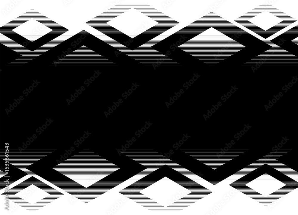 Poster vector horizontal transition from black to white with abstract striped rhombuses from thin lines. mo