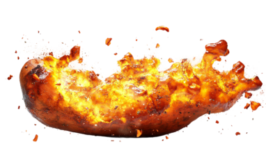 Artistic concept of a sweet potato evolving into a radiant molten core with abstract glowing textures isolated on transparent background PNG