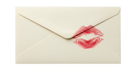 envelope with a kiss mark isolated on transparent background