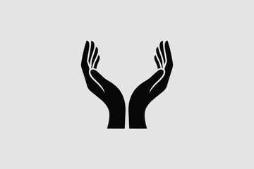 Protective Hands Minimalist Black and White Icon