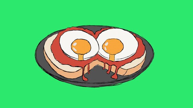 Fried Eggs on Toast Sketch Animation