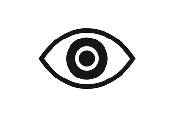 Simple black and white vector graphic of an eye, symbolizing vision, observation, or awareness, placed on a transparent background