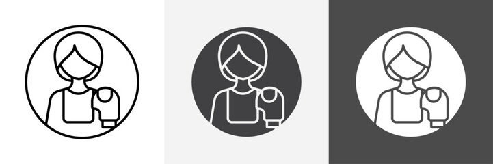 Boxer Woman Icon set vector art