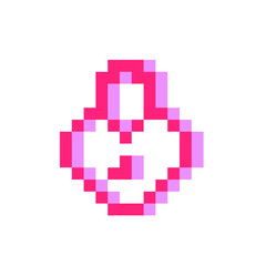 Obraz premium Pink heart lock pixel icon