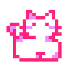 Obraz premium Pink lazy cat pixel icon