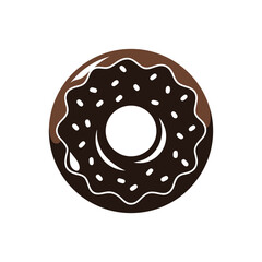 Fototapeta premium Vector art of chocolate donut with white sprinkles isolated on white background