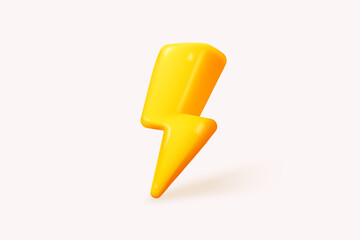 Fototapeta na wymiar 3D thunder bolt icon signs realistic colours. flash lightning, danger and power, symbol of thunderbolt energy. Simple lightning strike emblem. 3d powerful charge icon vector render illustration