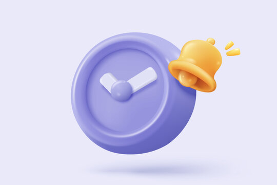 3D alarm clock icon with chat notice bubble. New urgency reminder concept for social media element speech. 3d hour announce icon for urgency time vector render illustration