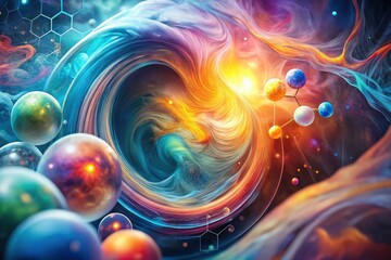 Abstract Chemistry Education: Microscopic Science Background, Rule of Thirds Composition