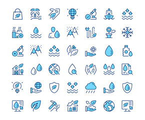 Environment icons. Vector line icon set. Modern outline design. Blue concept