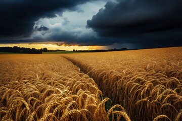Clouds arriving over a large wheat plantation