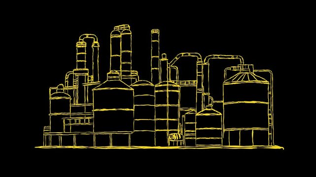 Industrial Factory Sketch Line Art