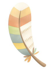 Colorful Tribal Feather Illustration on a White Background
