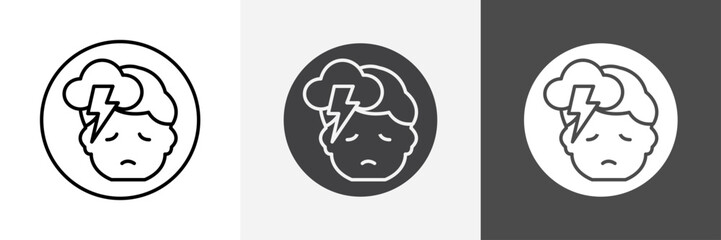 Depression icon set vector art