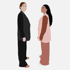 business woman standing face to face