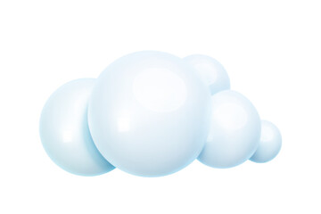 Blue glossy bubble 3d cloud icon in realistic style isolated on white background. Cumulus rounded cloudy shape for weather forecast. Trendy cute element. Vector illustration
