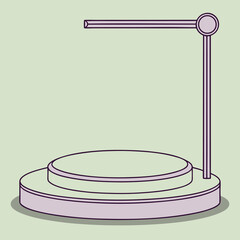 Minimalist Product Display Stand with Two Tiered Round Base and Overhead Support in Pastel Colors for Mockup Purposes