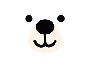 Vector flat cartoon polar bear face isolated on white background