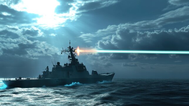 Naval Vessel Firing Laser Weapon