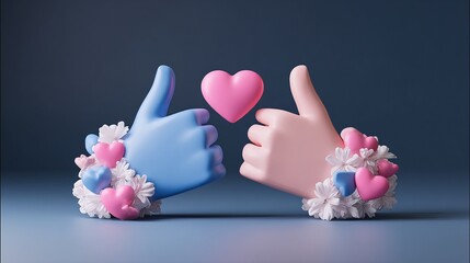 3D heart emoji held by hands Love cardio donate symbol for mobile apps and social media illustration