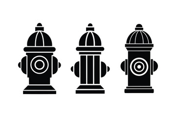 A set of fire hydrant silhouette icon vector illustration